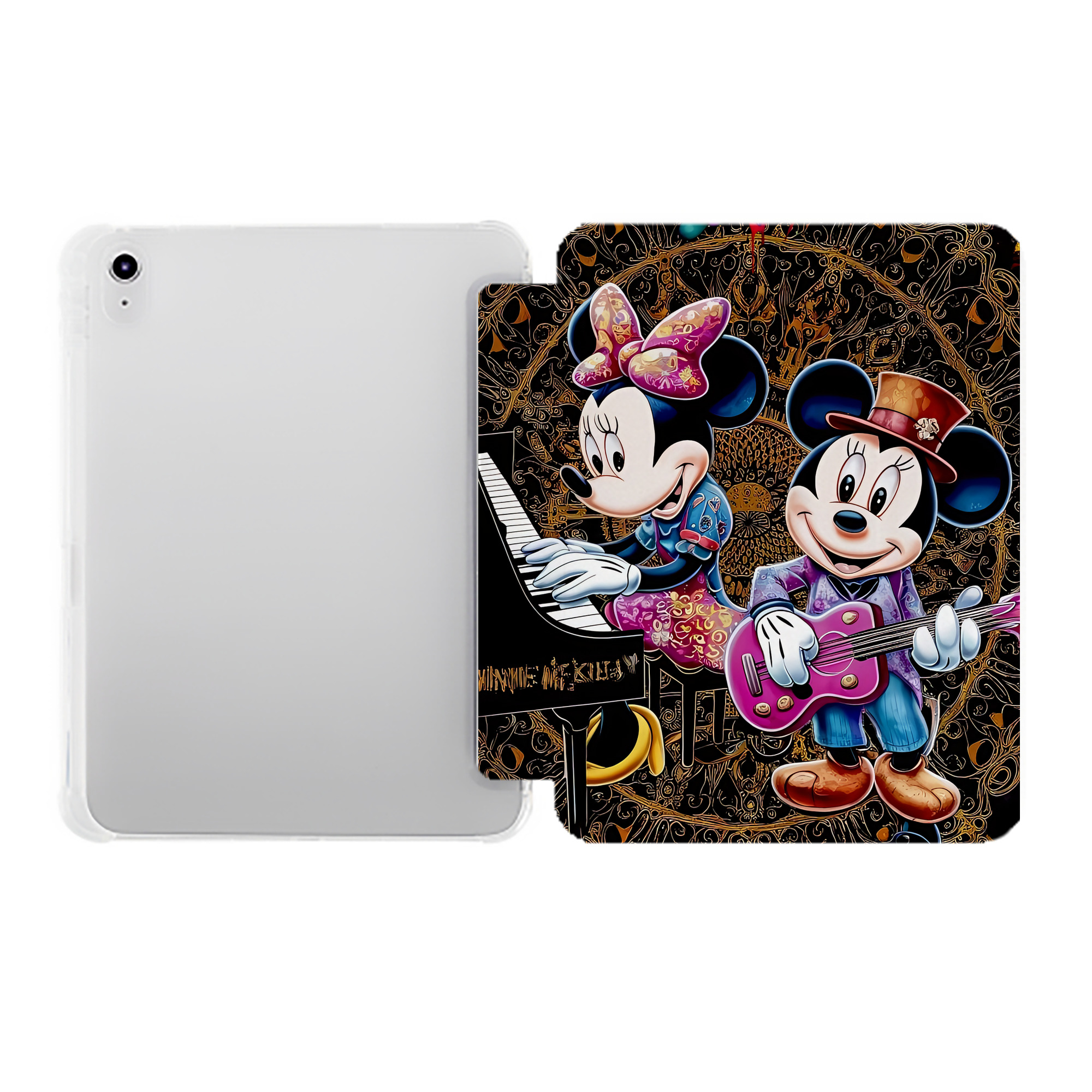 （画像用） ミッキーマウス Mickey Mouse IPad ケース ペン収納付き 三つ折りスタンド PUレザー×シリコン 対応機種9.5/10.5/10.9インチ